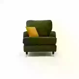 Velvet Fabric Arm Chair on Wooden Legs with Brass Castors